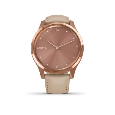 Garmin Vivomove 3 Luxe,18K Rose Gold / Light Sand Italian Leather Band (Premium)