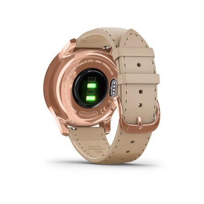 Garmin Vivomove 3 Luxe,18K Rose Gold / Light Sand Italian Leather Band (Premium)