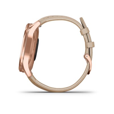 Garmin Vivomove 3 Luxe,18K Rose Gold / Light Sand Italian Leather Band (Premium)