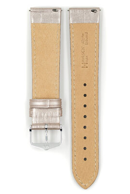 Kožený řemínek Hirsch Duke Metallic M 01027130-2, šedý, teletina, délka M, Quick Release