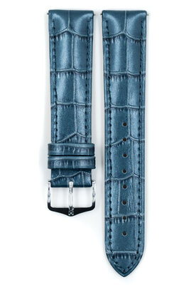 Kožený řemínek Hirsch Duke Metallic M 01027180-2, modrý, teletina, délka M, Quick Release