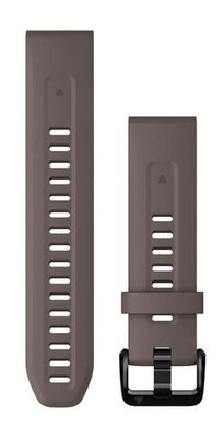 Řemínek Garmin QuickFit 20mm, silikonový, šedý, černá přezka (Fenix 7S/6S/5S)