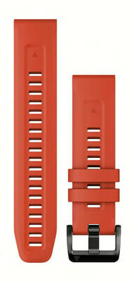 Řemínek Garmin QuickFit 22mm, silikonový, flame red, černá přezka (Fenix 7/6/5, Epix 2 aj.)