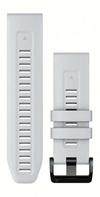 Řemínek Garmin QuickFit 26mm, silikonový, bílý, černá přezka (Fenix 7X/6X/5X, Tactix aj.)