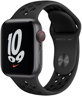 Apple Watch Nike SE GPS + Cellular, 40mm pouzdro z vesmírně šedého hliníku s antracitově/černým sportovním řemínkem Nike