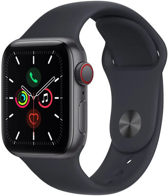 Apple Watch SE GPS + Cellular, 40mm pouzdro z vesmírně šedého hliníku s temně inkoustovým sportovním řemínkem