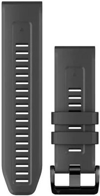 Řemínek Garmin QuickFit 26mm, silikonový, šedý, černá přezka (Fenix 7X/6X/5X, Tactix aj.)
