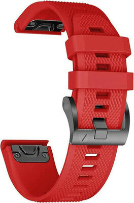 Řemínek QuickFit 22mm, silikonový, červený, černá přezka (Garmin Fenix 7/6/5, Epix 2 aj.)