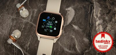 Garmin Venu Sq 2 Music, Peach Gold / Ivory Band