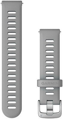 Řemínek Garmin Quick Release 18mm, silikonový, šedý, stříbrná přezka (Venu 2S, Vívoactive 4S, Vívomove 3S)