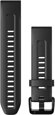Řemínek Garmin QuickFit 20mm, silikonový, černý, černá spona (Fenix 7S/6S/5S)