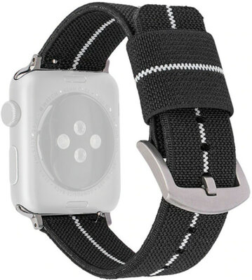 Řemínek pro Apple Watch, nylonový, černo-bílý, stříbrná přezka (pouzdra 38/40/41mm)