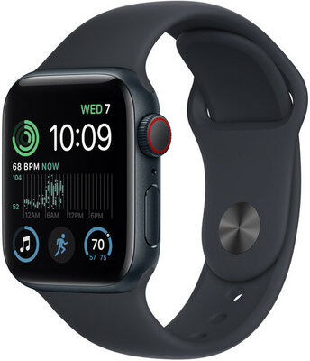 Apple Watch SE (2022) GPS + Cellular, 40mm Pouzdro z temně inkoustového hliníku, sportovní řemínek