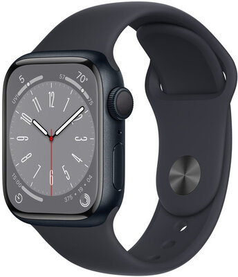 Apple Watch Series 8, GPS, 45mm Pouzdro z temně inkoustového hliníku, sportovní řemínek