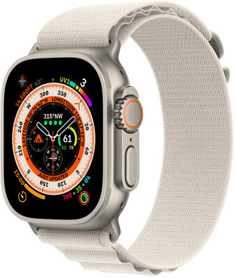 Apple Watch Ultra, GPS + Cellular, 49mm s bílým řemínkem "Alpine loop" (M)