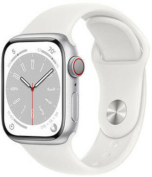 Apple Watch Series 8, GPS + Cellular, 41mm Pouzdro ze stříbrného hliníku, sportovní řemínek