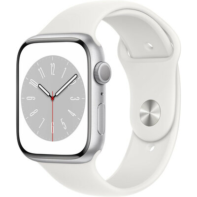 Apple Watch Series 8, GPS, 45mm Pouzdro ze stříbrného hliníku, sportovní řemínek