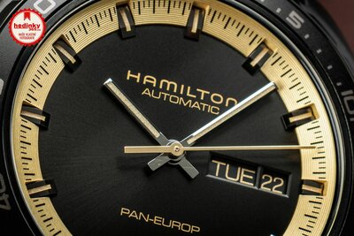 Hamilton American Classic Pan Europ Black & Gold Automatic H35425730 + NATO strap