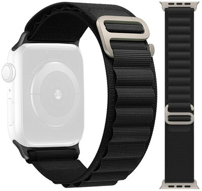 Řemínek pro Apple Watch, textilní, černý (pro pouzdra 42/44/45/49mm)