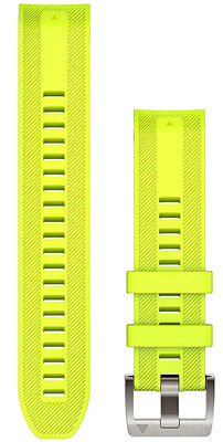 Řemínek Garmin Quickfit 22mm, silikonový, neonově žlutý, stříbrná přezka (MARQ 2)