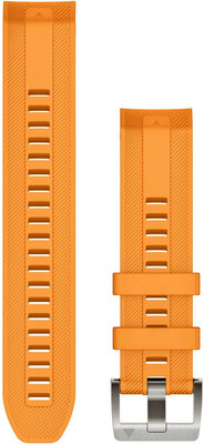 Řemínek Garmin Quickfit 22mm, silikonový, oranžový, stříbrná přezka (MARQ)