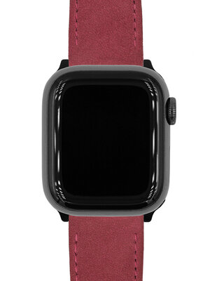 Kožený řemínek Hirsch Osiris Nubuk M 03433161-2, červený, teletina, délka M, Quick Release