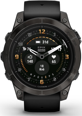 Garmin Epix Pro (Gen 2) Sapphire 47mm Gray DLC Titanium / Black Silicone Band