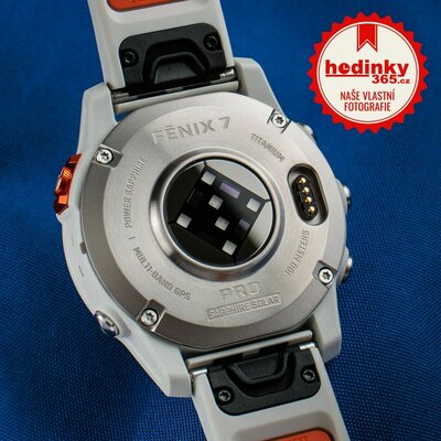 Garmin Fenix 7 PRO Sapphire Solar Silver Titanium / Orange Silicone Band
