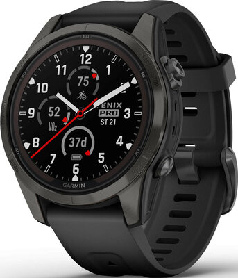 Garmin Fenix 7S PRO Sapphire Solar Gray DLC Titanium / Black Silicone Band (II. Jakost)