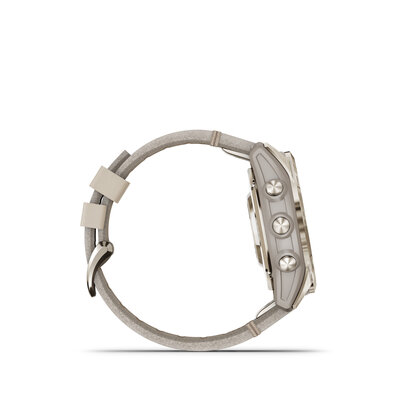 Garmin Fenix 7S PRO Sapphire Solar Soft Gold / Limestone Leather Band (Premium) (+ náhradní řemínek)