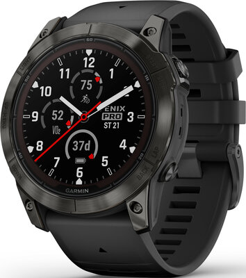 Garmin Fenix 7X PRO Sapphire Solar Gray DLC Titanium / Black Silicone Band