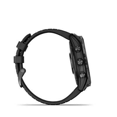 Garmin Fenix 7X Pro Sapphire Solar Gray DLC Titanium / Black Silicone Band