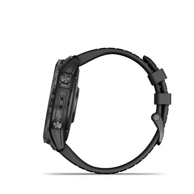 Garmin Fenix 7X Pro Sapphire Solar Gray DLC Titanium / Black Silicone Band