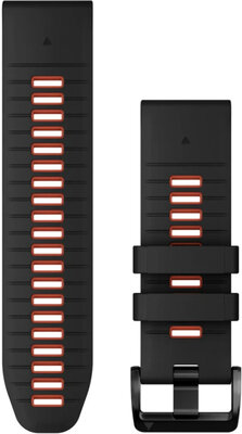 Řemínek Garmin QuickFit 26mm, silikonový, černý / červený, černá přezka (Fenix 7X/6X/5X, Tactix aj.)