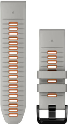 Řemínek Garmin QuickFit 26mm, silikonový, šedý / oranžový, černá přezka (Fenix 7X/6X/5X, Tactix aj.)