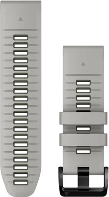 Řemínek Garmin QuickFit 26mm, silikonový, šedý/zelený, černá přezka (Fenix 7X/6X/5X, Tactix aj.)