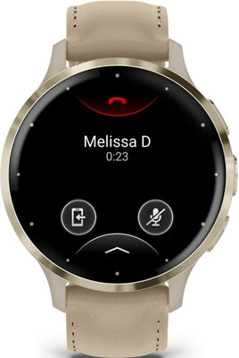 Garmin Venu 3S Cream Gold / French Gray, Sand Leather Band (Premium) (+ náhradní silkonový řemínek)