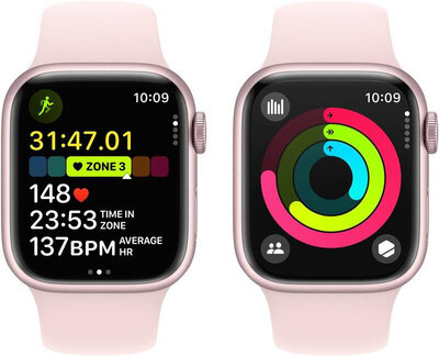 Apple Watch Series 9 GPS + Cellular 45mm Pink Aluminium Case / Light Pink Sport Band - S/M