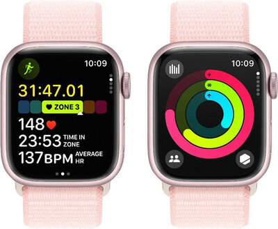 Apple Watch Series 9 GPS 45mm Pink Aluminium Case / Light Pink Sport Loop