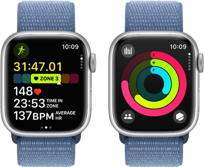Apple Watch Series 9 GPS 45mm Silver Aluminium Case / Winter Blue Sport Loop