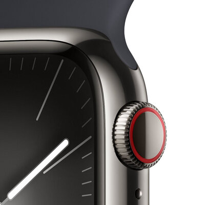 Apple Watch Series 9 GPS + Cellular 41mm Graphite Stainless Steel Case / Midnight Sport Band - M/L