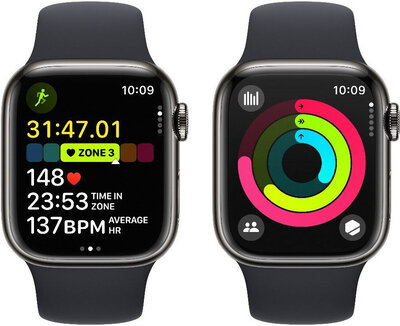 Apple Watch Series 9 GPS + Cellular 41mm Graphite Stainless Steel Case / Midnight Sport Band - M/L
