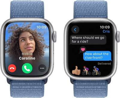 Apple Watch Series 9 GPS + Cellular 41mm Silver Aluminium Case / Winter Blue Sport Loop