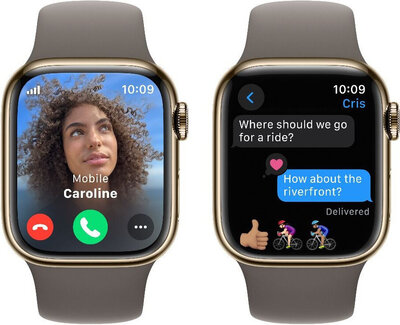 Apple Watch Series 9 GPS + Cellular 45mm Gold Stainless Steel Case / Clay Sport Band - S/M