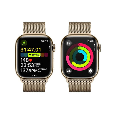 Apple Watch Series 9 GPS + Cellular 45mm Gold Stainless Steel Case / Gold Milanese Loop