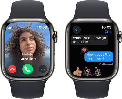 Apple Watch Series 9 GPS + Cellular 45mm Graphite Stainless Steel Case / Midnight Sport Band - M/L