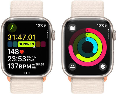 Apple Watch Series 9 GPS + Cellular 45mm Starlight Aluminium Case / Starlight Sport Loop