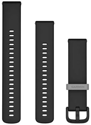 Silikonový řemínek Garmin 20mm (pro Venu, Venu Sq, Venu Sq 2, Venu 2 Plus aj.), černý, Quick Release, + prodloužená část, 010-12932-30