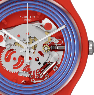 Swatch Blue Rings Red SO29R103