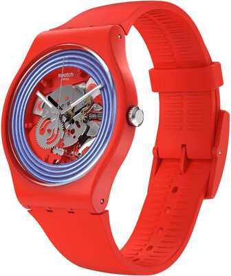 Swatch Blue Rings Red SO29R103